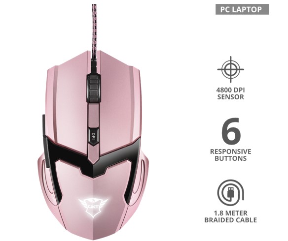 Trust GXT101P pink gam. miš