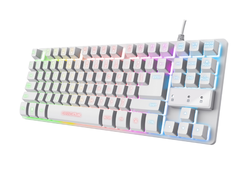 Trust Tastatura  GXT833 THADO žicna/RGB/gaming/bela