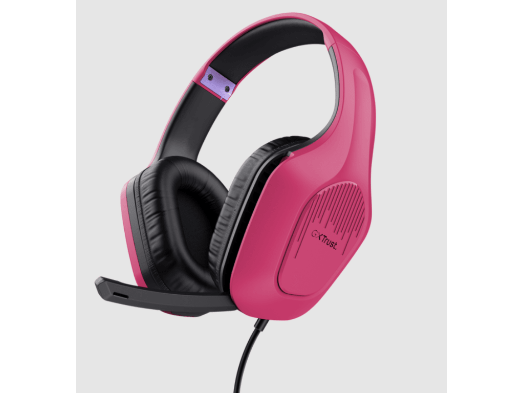 Trust GXT 415P Zirox gamingslušalice, žičane, pink, 200cm kabl, 3.5 mm, over-ear, mikrofon