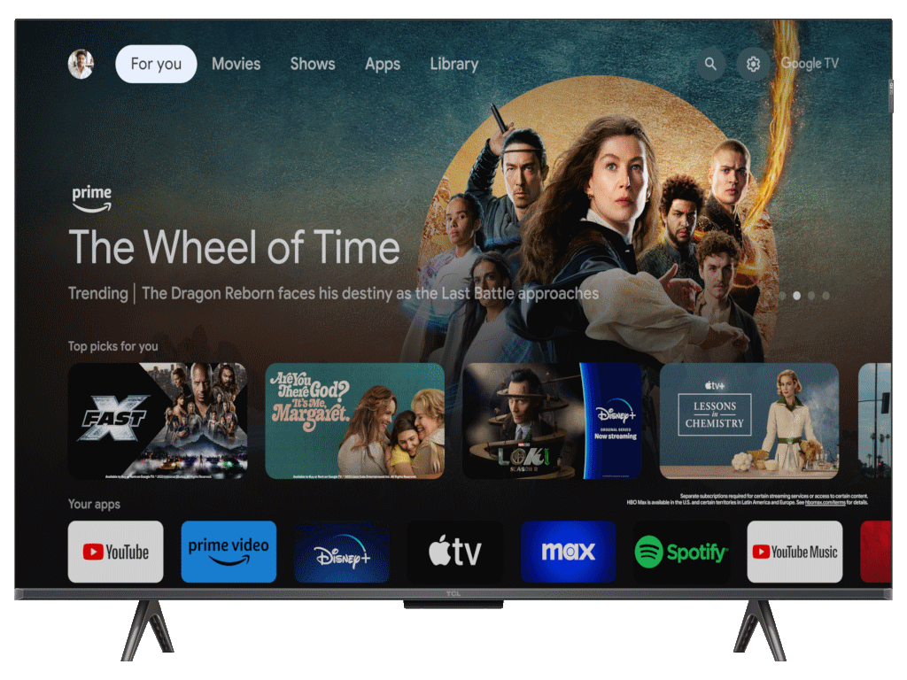 TCL 43"C655 4K QLED TVMotion Clarity 120HZ Google TVHDMI 2.1; 2.0 ONKYO Dolby Atmos