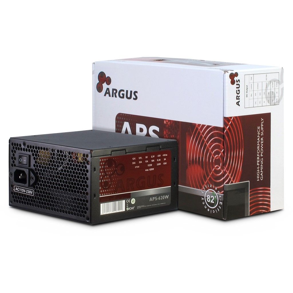Inter-tech PSU Argus APS-620W12cm fan,  Mainboard 20+4Pin PCI-Express 6+2Pin, 4x IDE 4Pin (Molex)