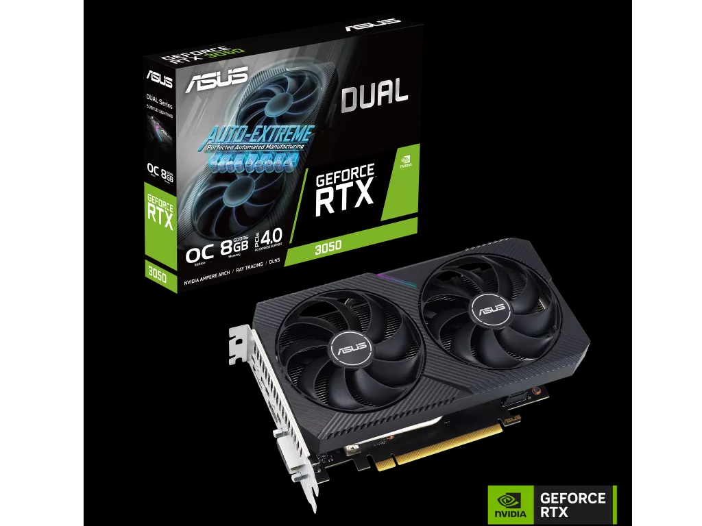 ASUS VGA DUAL-RTX3050-O8G-V2NVIDIA GeForce RTX 30508GB GDDR6 128bit;DVI,HDMI,DP