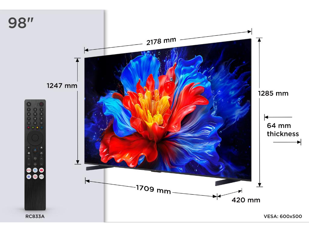 TCL Televizor  98P8K/QLED/98"/4K UHD/144Hz/Google TV/crna