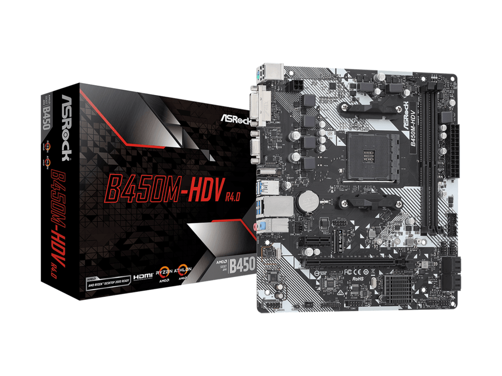 ASROCK MB B450M-HDV R4.0AMD B450;AM4;2xDDR4VGA,DVI