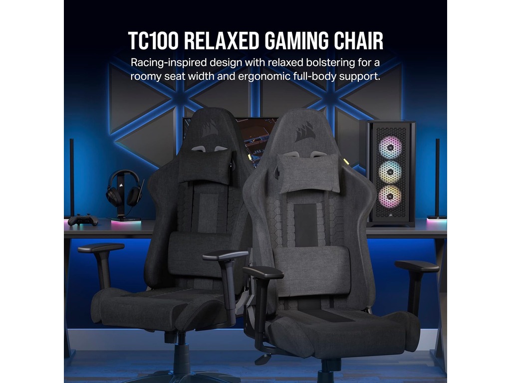 Corsair TC100 Gaming ChairRelaxed, Fabric Black/Black120kg