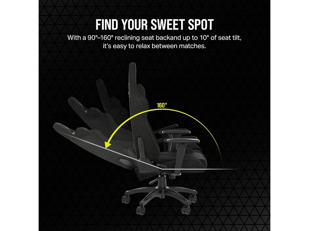 Corsair TC100 Gaming ChairRelaxed, Fabric Black/Black120kg