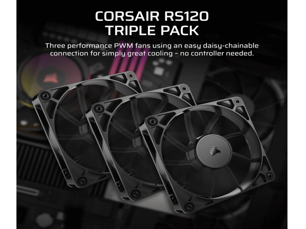 Corsair Ventilator  RS120/120mm/triple pack/crna