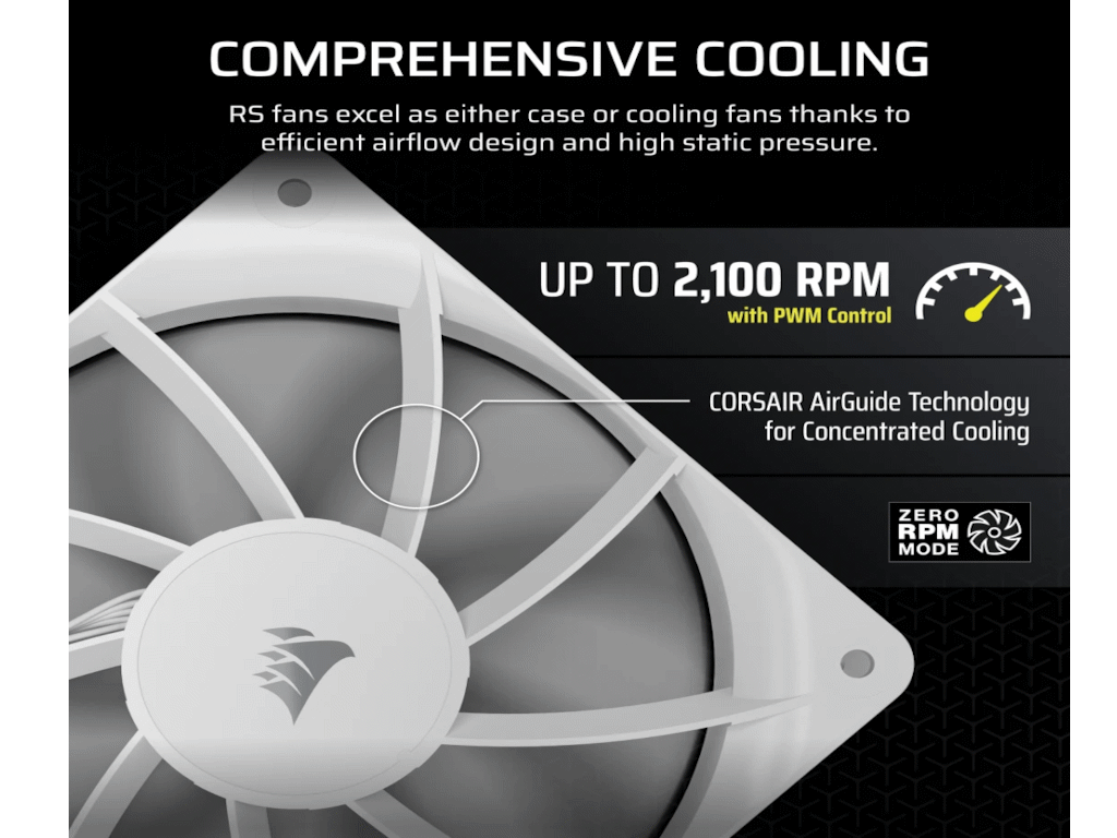 Ventilator CORSAIR RS120/120mm/single pack/bela