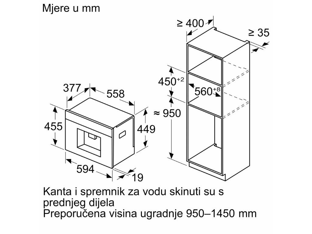 Bosch ugradbeni caffe aparat Serie 8| Crni,30 postavki,Aroma Select, AutoMilk Clean
