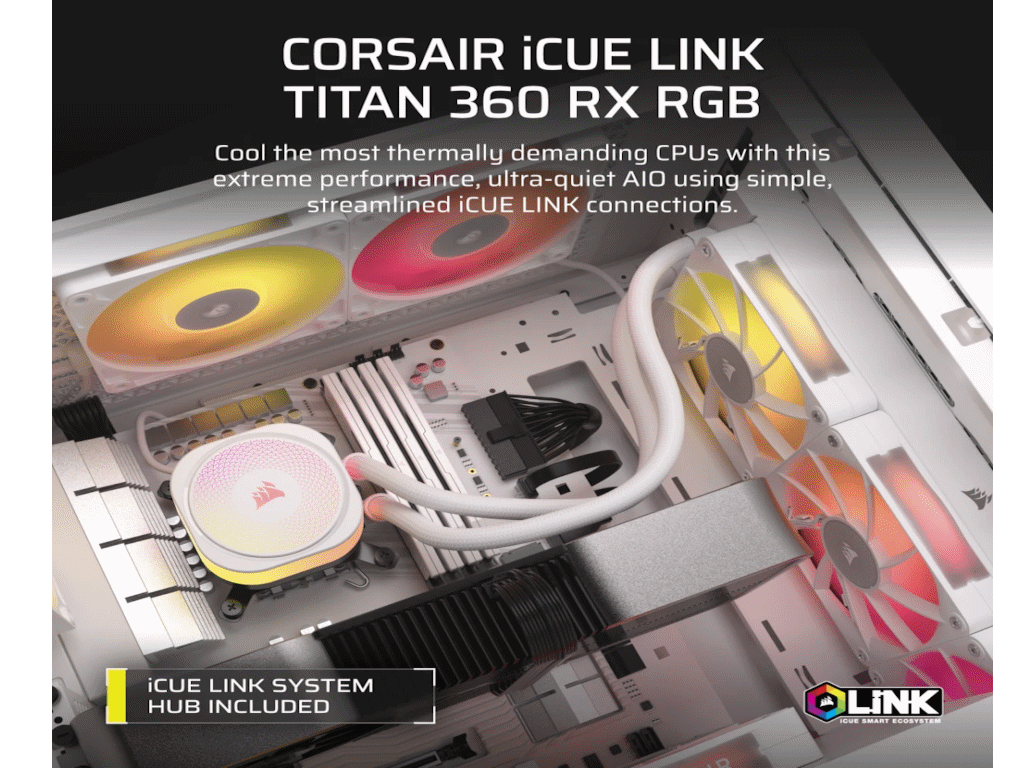 Corsair Kuler  iCUE LINK TITAN 360 RX RGB/AIO/360mm/vodeno hladenje/bela
