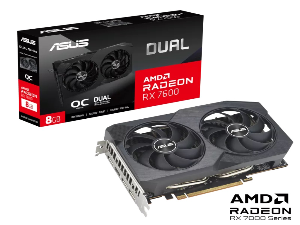 Graficka karta ASUS DUAL-RX7600-08G-V2 AMD/8GB/GDDR6/128bit/crna