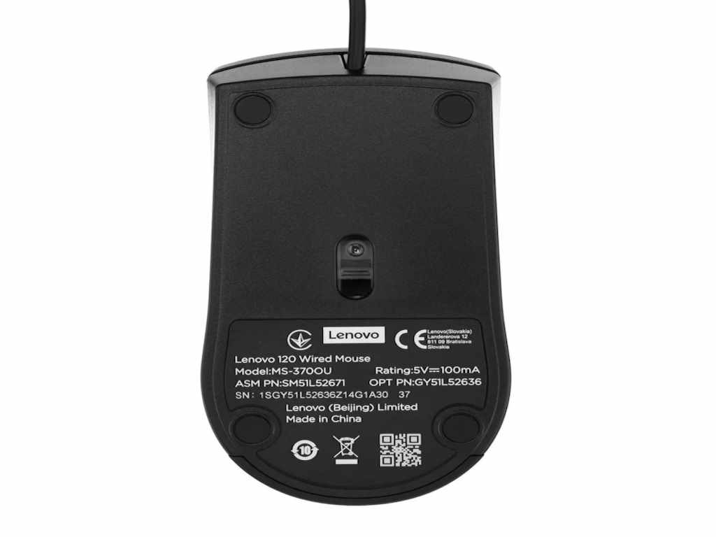 Lenovo Miš  120 žicni/1600dpi/crna