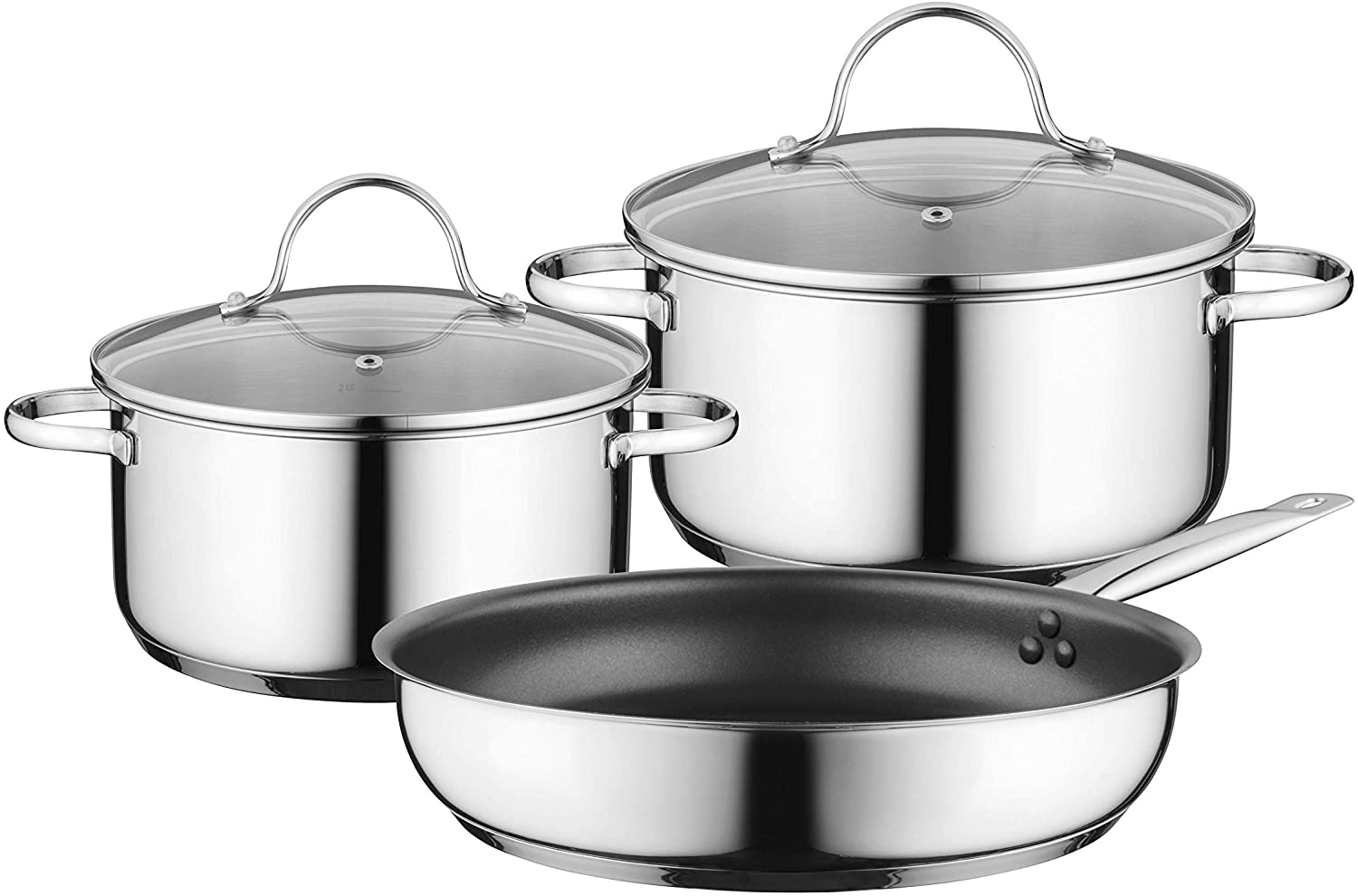BOSCH  INDUKCIONO posuđe set, 2 X Posuda: ( 14/16),(18/20), 1 X Tava (22/26), BE