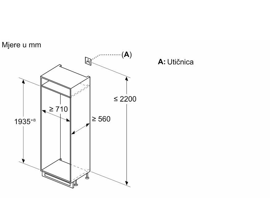 BOSCH Ugradbeni hladnjak Serie 4| NoFrost,(E), DE, 70.8 cm širine,H:285l, Z:98l,