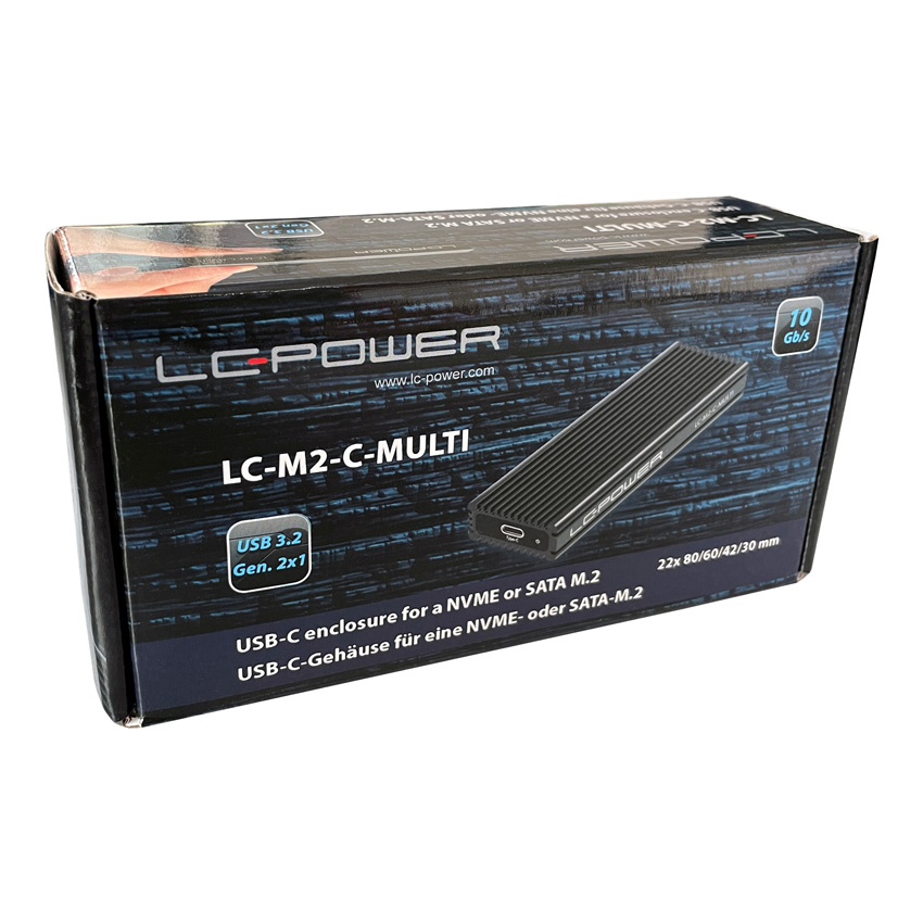 LC-Power LC-M2-C-MULTI-2USB 3.2 Gen. 2x1 Type C M.2SSD Enclosure,SATA&nvme