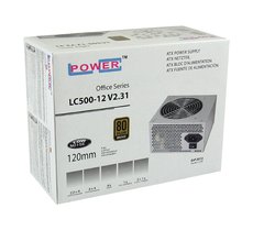 LC-Power PSU 500W 12cm V2.31Office Series LC500-12 V2.314xSATA,1x PCIe,Active PFC,80+ Bronze