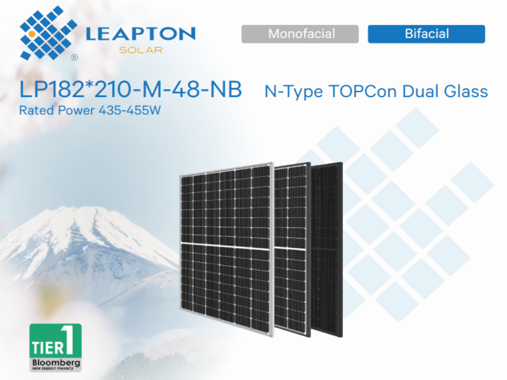PV modul LEAPTON,450W,BF,N Tip,1100mm, silver frame