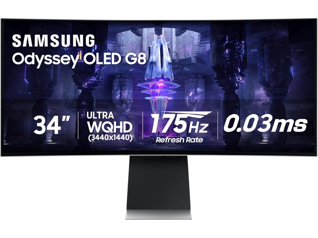 Samsung 34" Odyssey G8 Monitor1800R, UWQHD, OLED, 175Hz0.03ms, 2xHDMI , DP, 2xUSB 3.0
