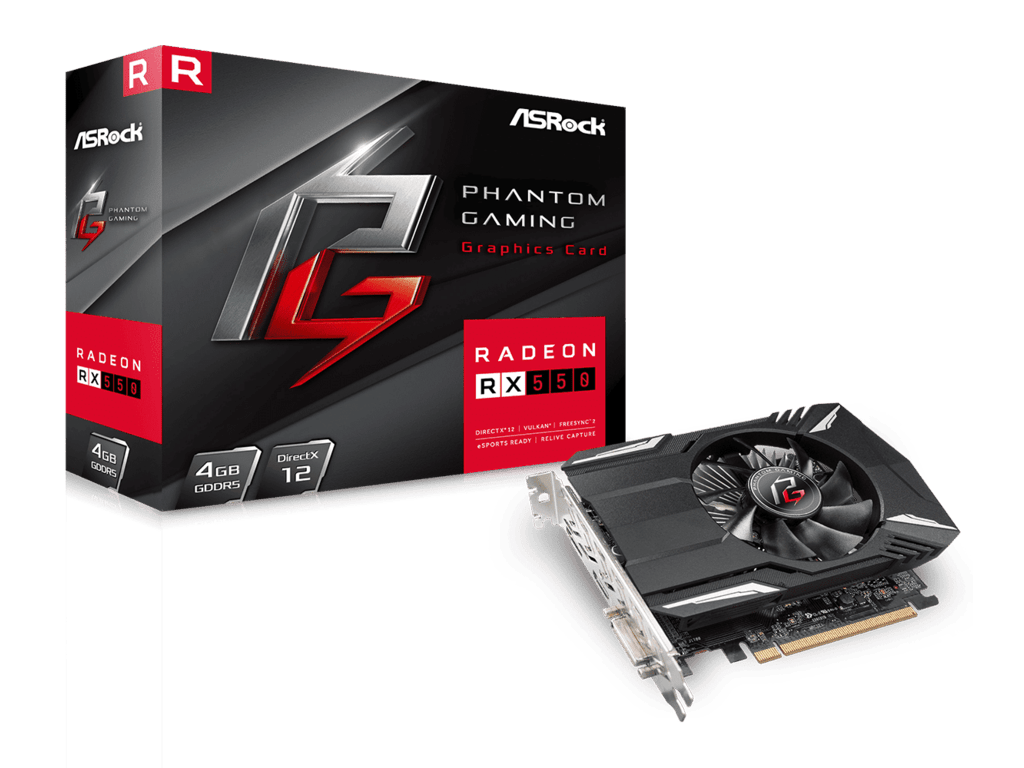 ASROCK Phantom Gaming RX550 4GAMD Radeon RX 5504GB GDDR5 128bit;DVI,HDMI,DP