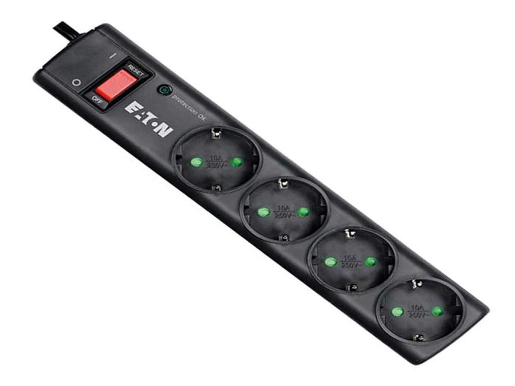 Eaton Protection Strip 4 DIN 10A Input:Schuko Outputs:(4) Schuko