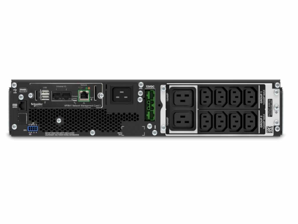 APC UPS,  Smart-UPS On-Line, double conv., 2200VA, 2U rack, 230V, 8x C13+2x C19, NC, exten. runtime
