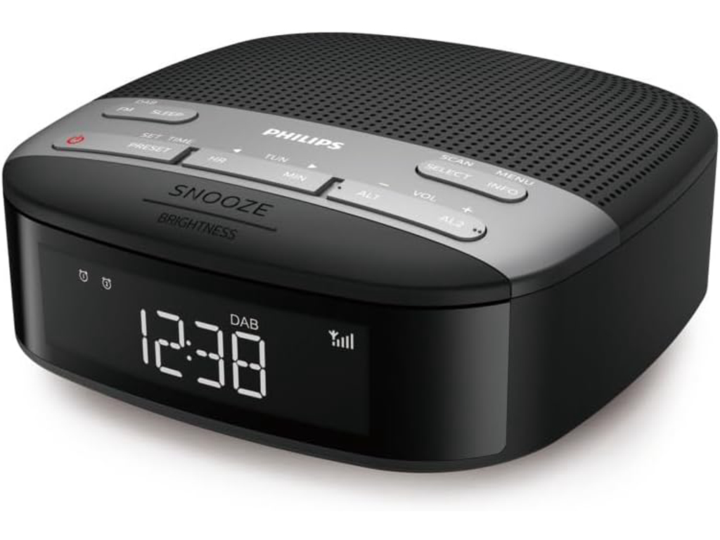 Philips TAR3505/12 budilnikFM; DAB+; Dvostruki alarm;Izlazna snaga (RMS) 1W;