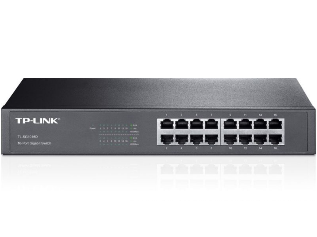 TP-Link TL-SG1016D 16-PortGigabit Desktop/RackmountSwitch, 16x10/100/1000