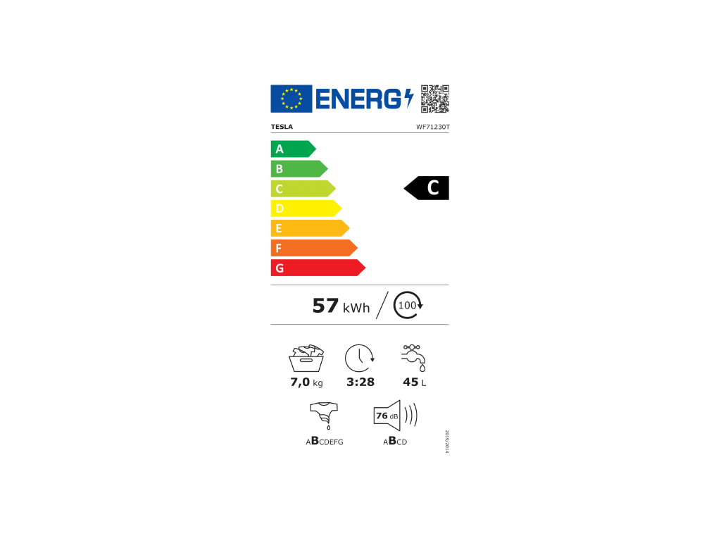 TESLA Veš Mašina WF71230T  7Kg ,1200obr/min  16 programa ,Inverter Motor 