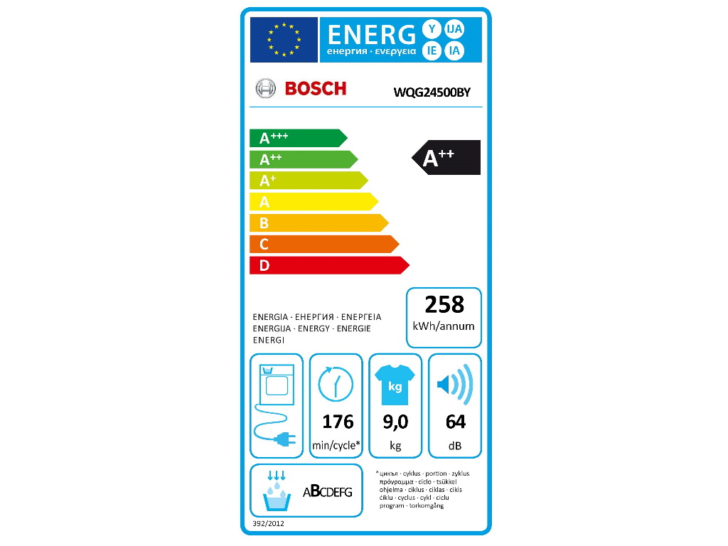 Mašina za sušenje veša BOSCH WQG24500BY/Serija6/9kg/A++/84,2x59,8x61,3cm/bela