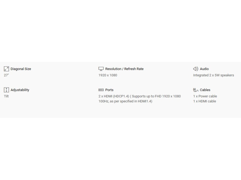 Dell 27 S2725H 27"/FHD/IPS/100Hz/5ms/2xHDMI/Speakers/Tilt
