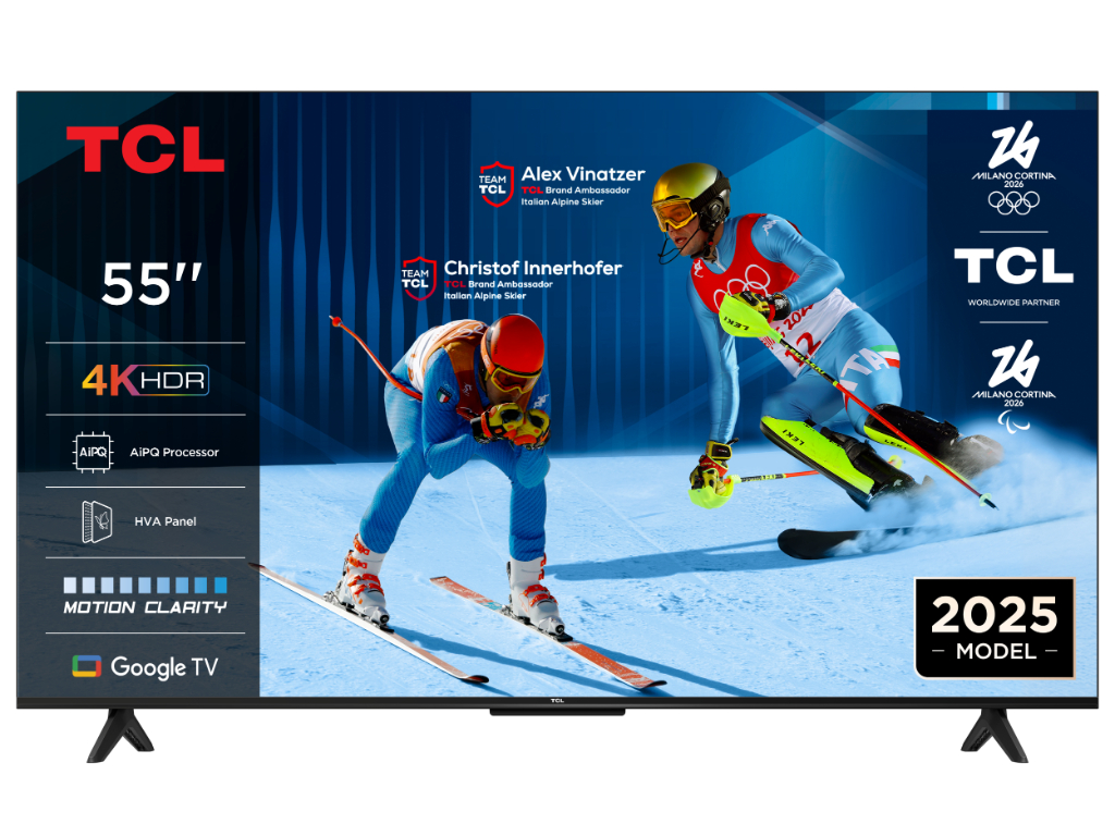 TCL 55"P61K 4K TV (55V6C)Google OS; HDR10 HVA PanelMotion Clarity; Dolby Audio;