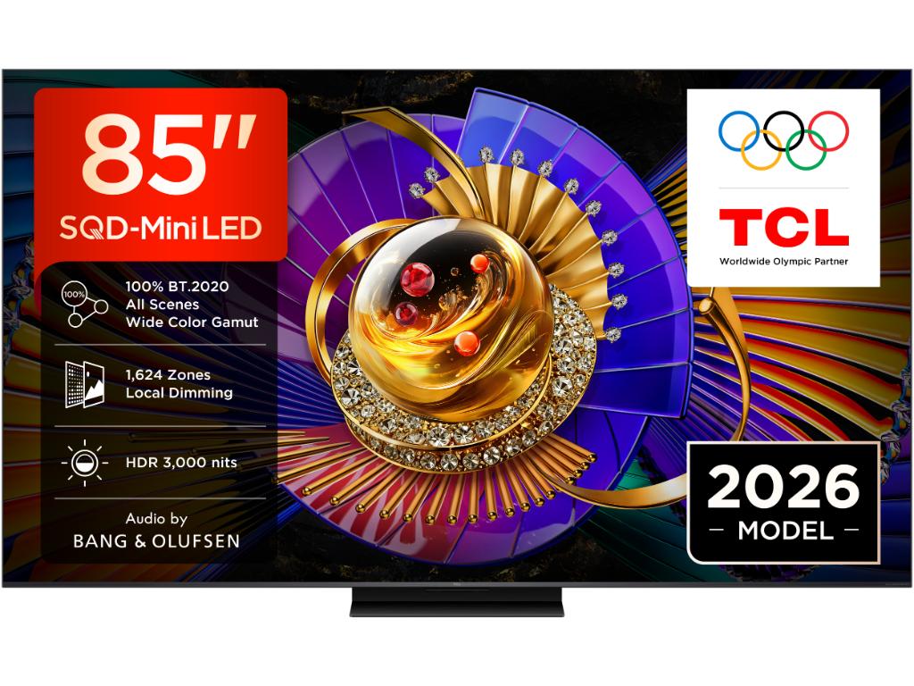 TCL 85"C7L 4K SQD-Mini LED;UHD 144Hz/288Hz FHD Google TV;B&O, 1624 zones, 3000 nits