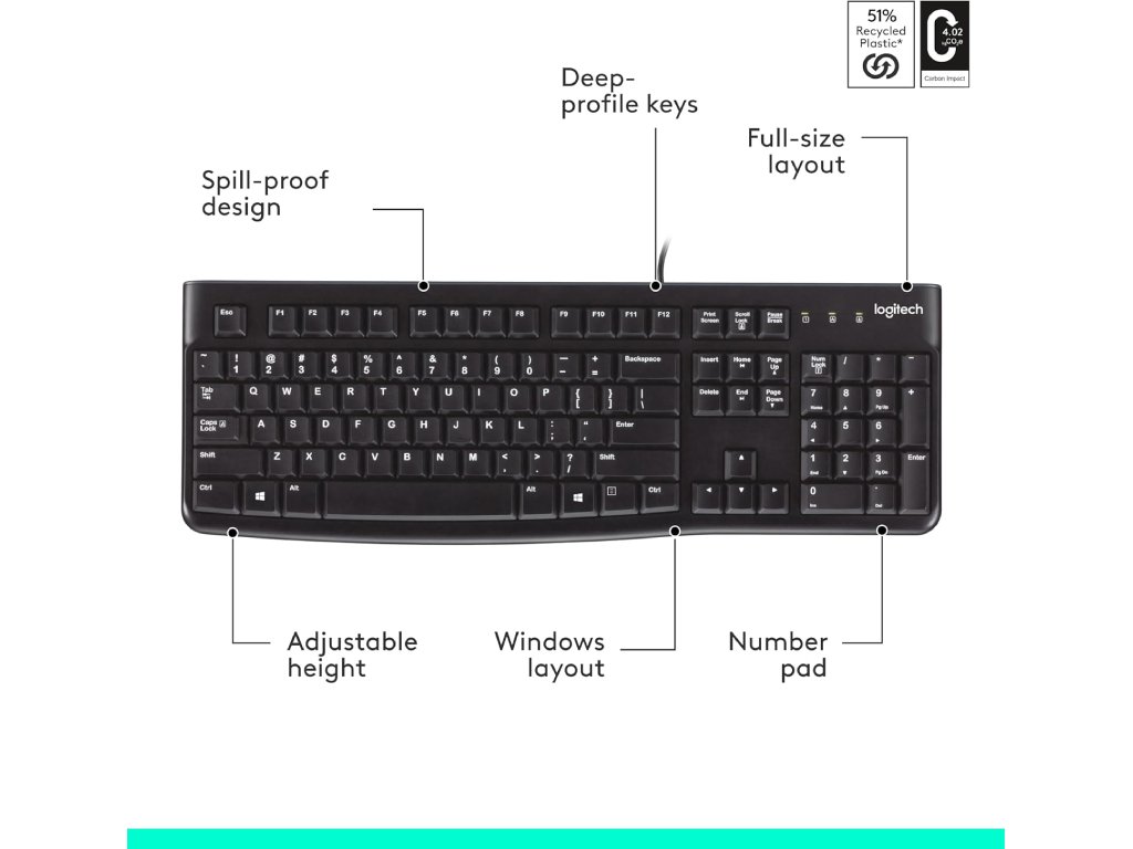 LOGITECH K120 Tastatura, US Layout, USB