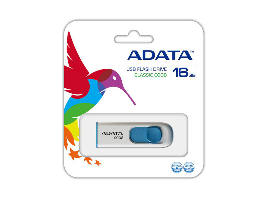 ADATA UFD 16GB C008 White USB 2.0, R/W: 30/10MBps