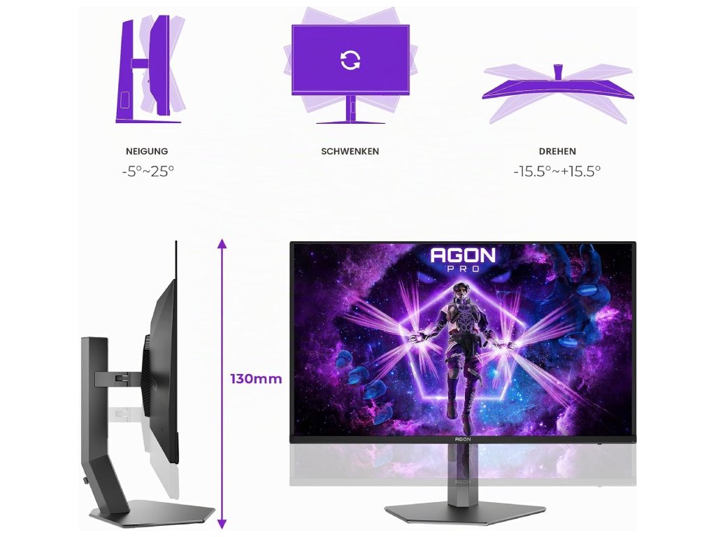 AOC Agon PRO AG326UZD2 4K QD-OLED Gaming Monitor, 31.5", 240Hz, 0.03 ms,HDMI*2/DP*1, HAS,USB,8 W x 2