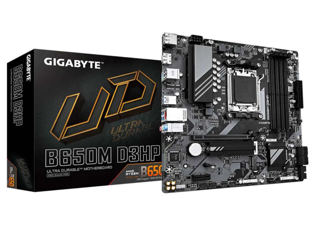 GIGABYTE AMD Ryzen MB B650M D3HP, 4*DDR5 7600MHz, PCIe 4.0, AM5 Socket, 2.5GbE LAN, 2*DP/HDMI