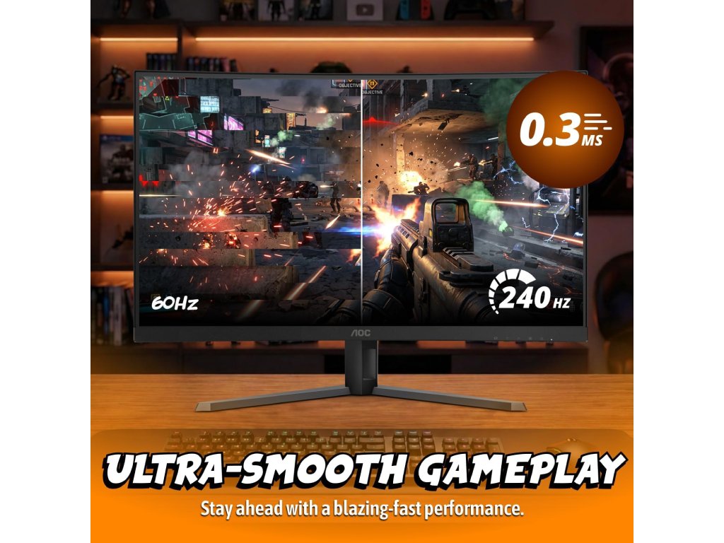 AOC FHD Gaming LED Curved Monitor C32G42ZE, 31.5", 1920x1080, 260Hz, 0.3 ms, DP/HDMI, Tilt