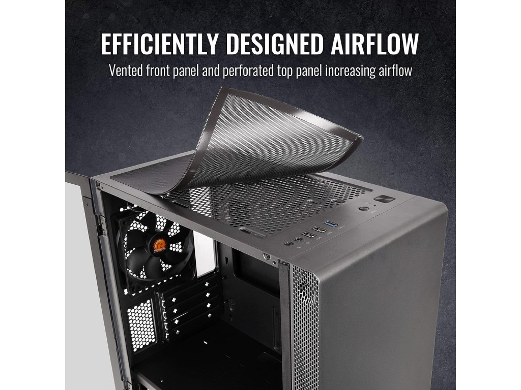 THERMALTAKE S100 Tempered Glass Micro Chassis, 120mm Standard Fan*1,USB 2.0*2/USB 3.0