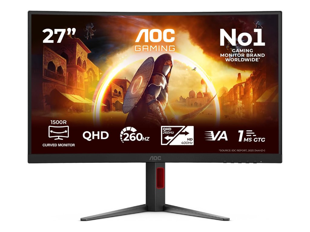 AOC Gaming Curved Monitor CQ27G4Z2, 27", QHD 2560x1440, 260Hz, 1 ms, HDMI*2/DP, HAS/TILT/SWIVEL