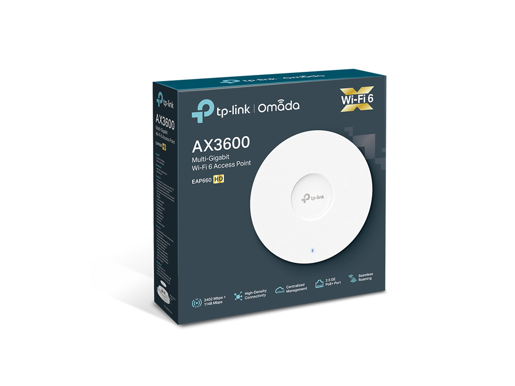 TP-LINK EAP660 HD AX3600 Wireless Dual Band Multi-Gigabit Ceiling Mount Access Point, Wi-Fi 6, PoE