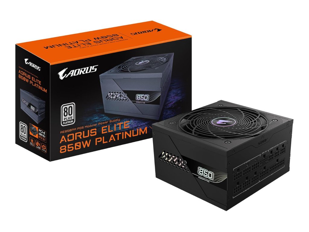 GIGABYTE AORUS ELITE P850, 850W, 80+ Platinum, Modular, 120mm FDB Fan, ATX 3.0, PCIe Gen 5.0