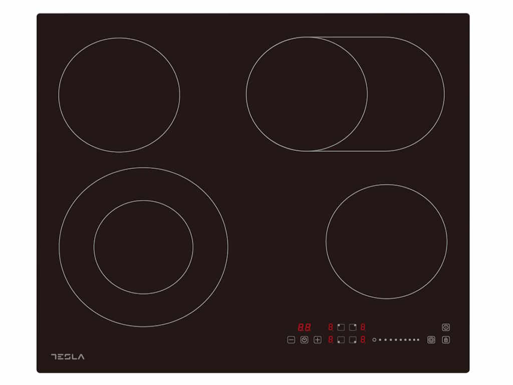 Tesla HV6411MX ugradna keramička ploča, 4 grejne zone (dvije proširene), touch control, 60cm