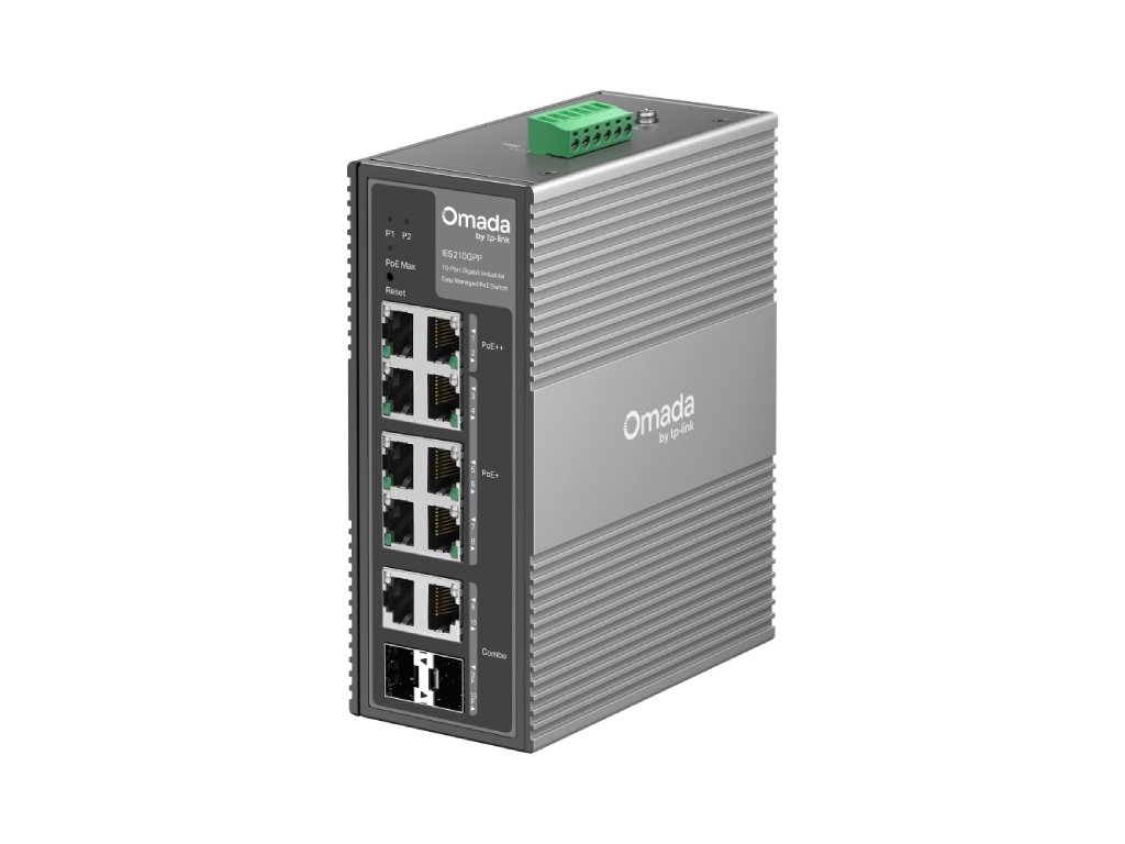 TP-LINK IES210GPP Omada 10-Port Gigabit Industrial Easy Managed Switch with 6-Port PoE+&2-Port PoE++