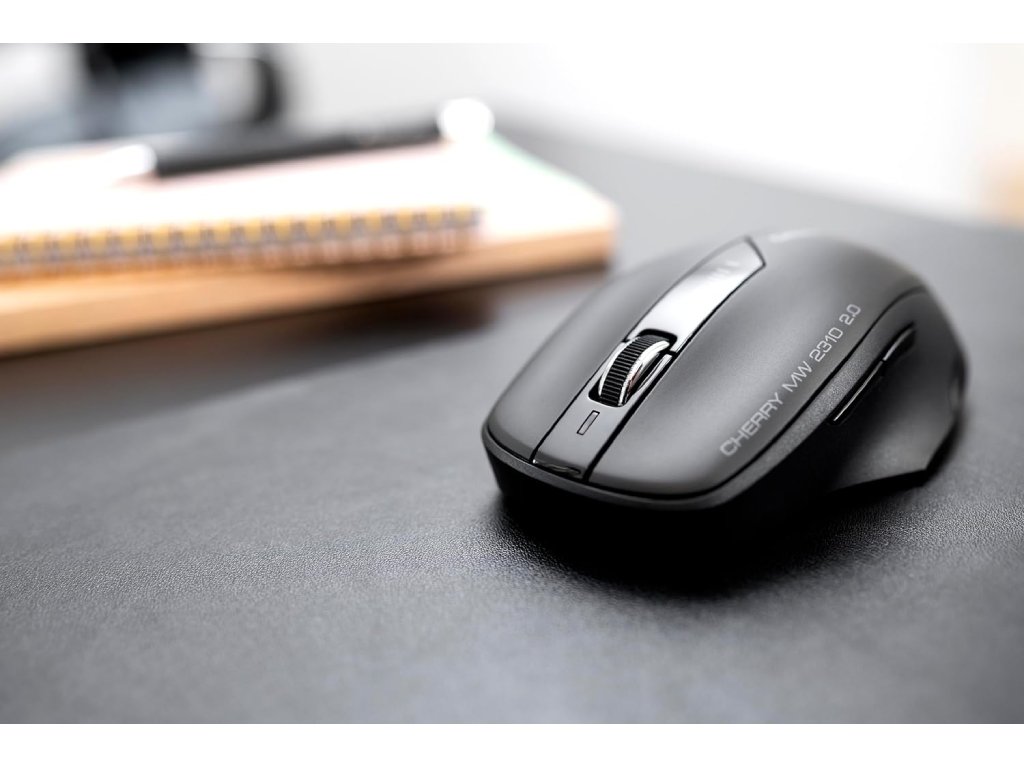 CHERRY MW 2310 USB Wireless Optical Mouse, 6 Button, 1000/1600/2400 DPI, Black, 2 x AA
