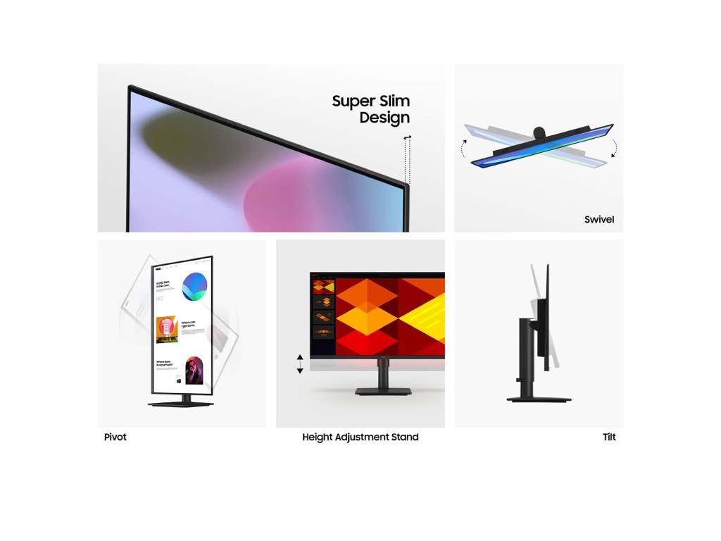 SAMSUNG Essential IPS Monitor S4, 23.8", FHD 1920 x 1080, 100Hz, 5 ms, DP/HDMI*2/USB Hub, HAS, PIVOT