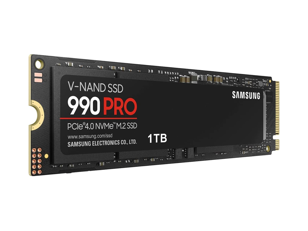SAMSUNG M.2 SSD 1TB 990 PRO, PCI-E 4.0 NVMe 2.0, Read Up to 7450 MB/s, Write Up to 6900 MB/s