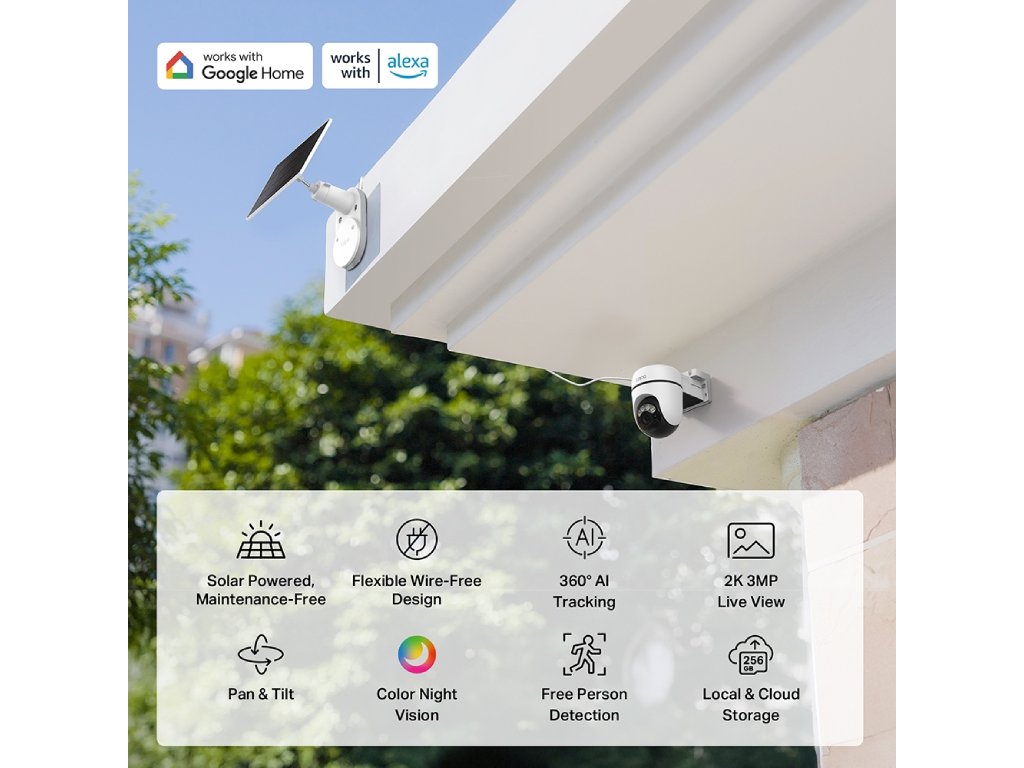 TP-LINK TAPO C610 KIT Solar-Powered Pan/Tilt Security Camera Kit, 360 AI Tracking, 2K 3MP, IP65