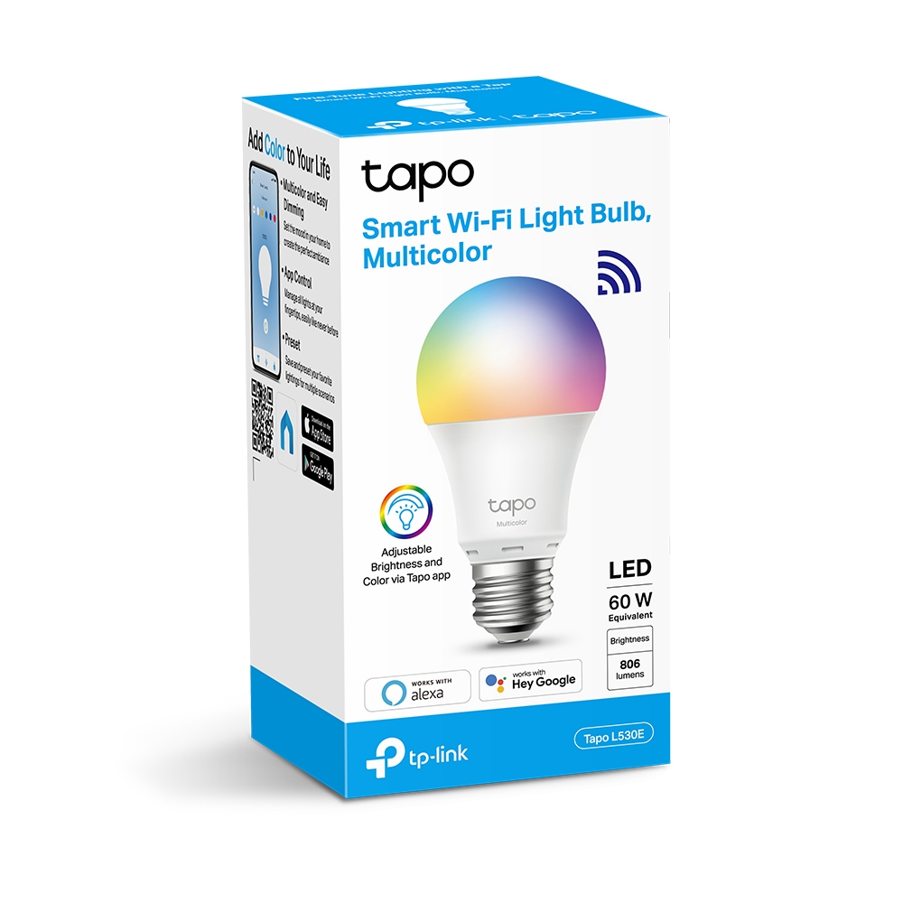 TP-LINK TAPO L530E Smart Wi-Fi Light Bulb, Multicolor, Dimmable