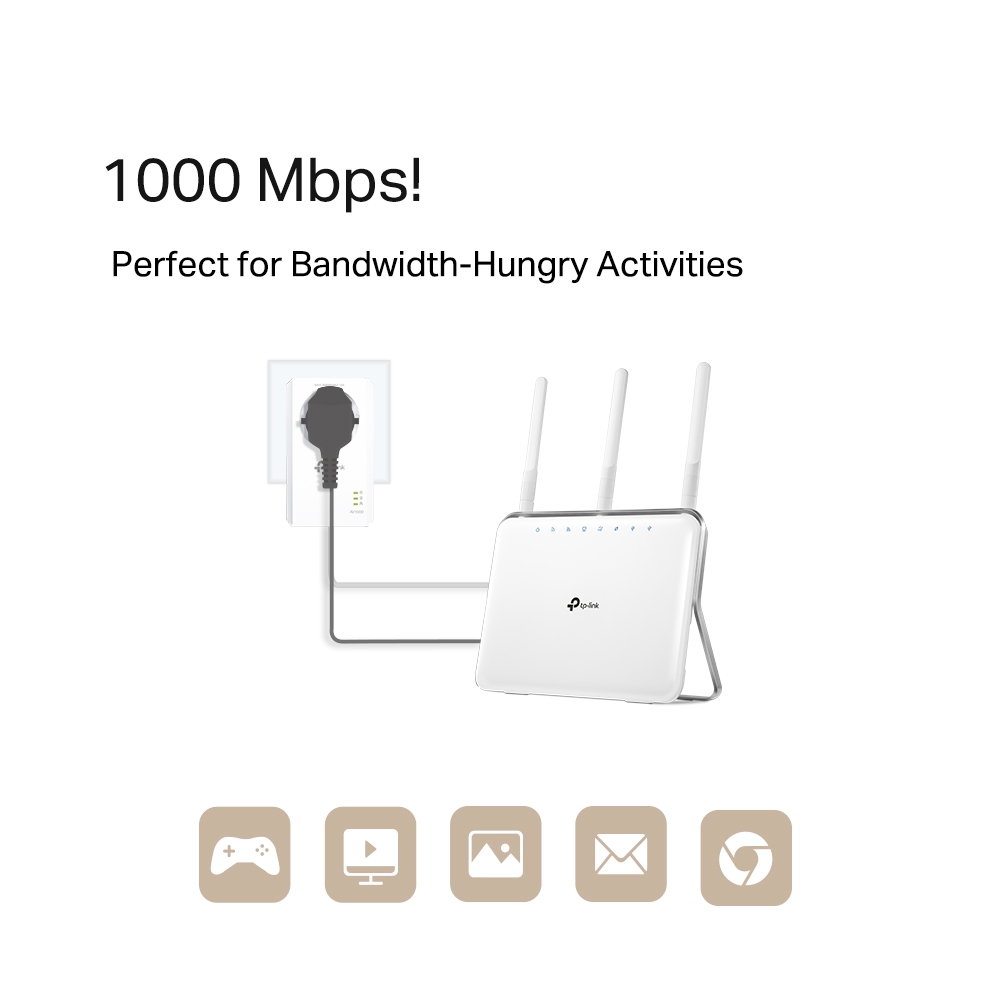 TP-LINK TL-PA7017P KIT AV1000 Gigabit Passthrough Powerline Starter Kit