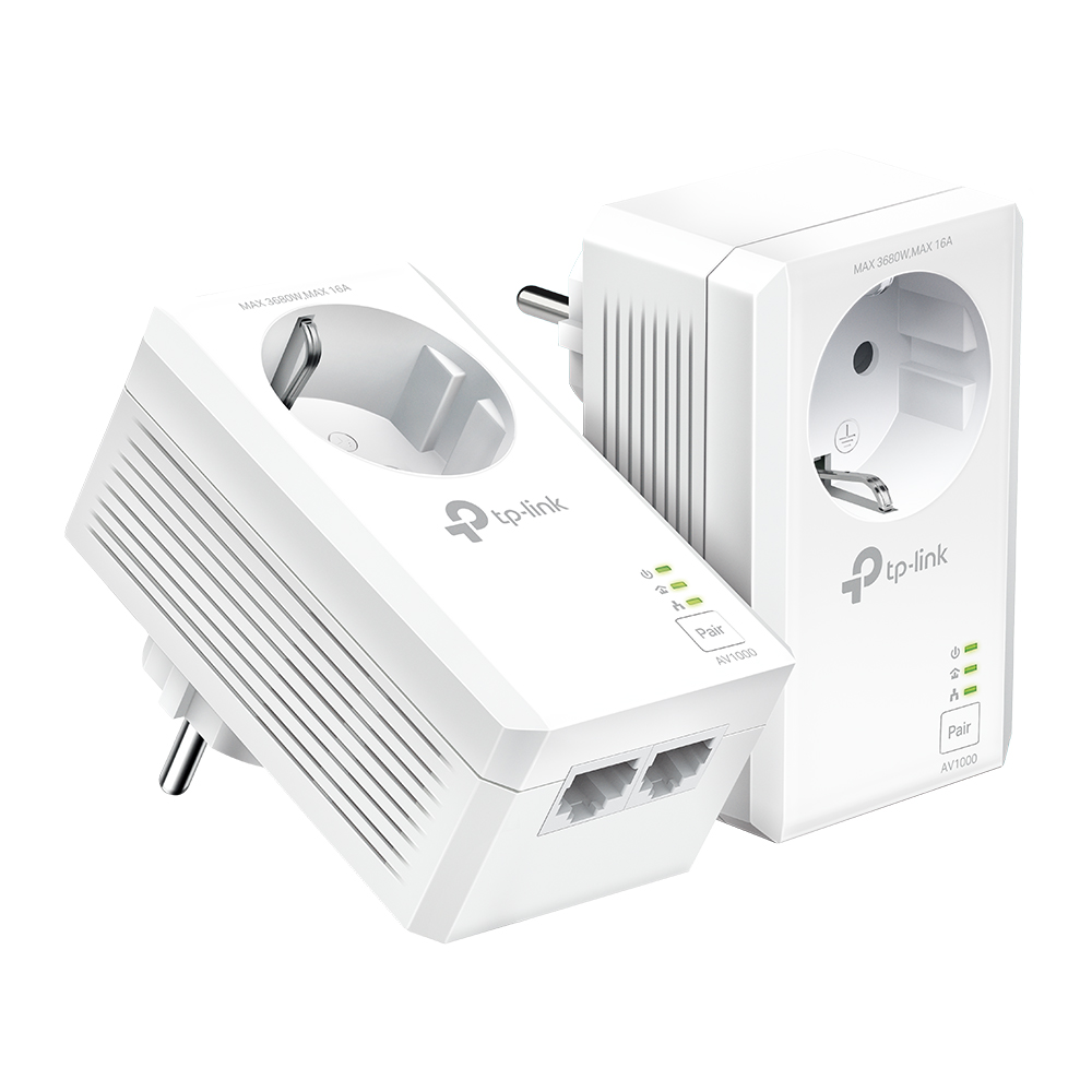TP-LINK TL-PA7027P KIT AV1000 2-Port Gigabit Passthrough Powerline Starter Kit